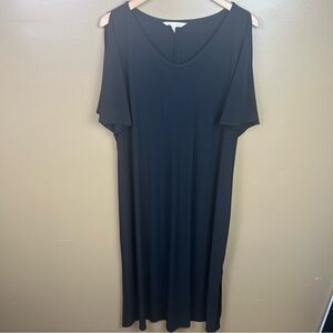 Soft Surroundings Black Maxi Dress Shoulder Cutout Minimalist Women's XL